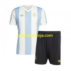 Camisola Argentina 50 Anniversary Criança Equipamento Primeiro Manga Curta
